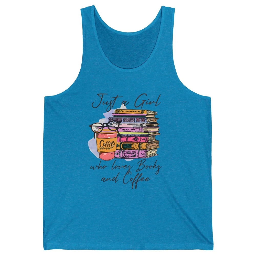 Retro Books Just A Girl Who Loves Books And Coffee Reading Unisex Jersey Tank