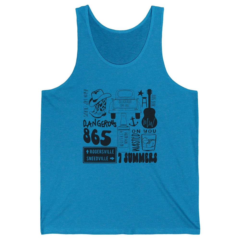 Retro Cowboy Boot Hat Sand In My Boots Western Country Music Unisex Jersey Tank