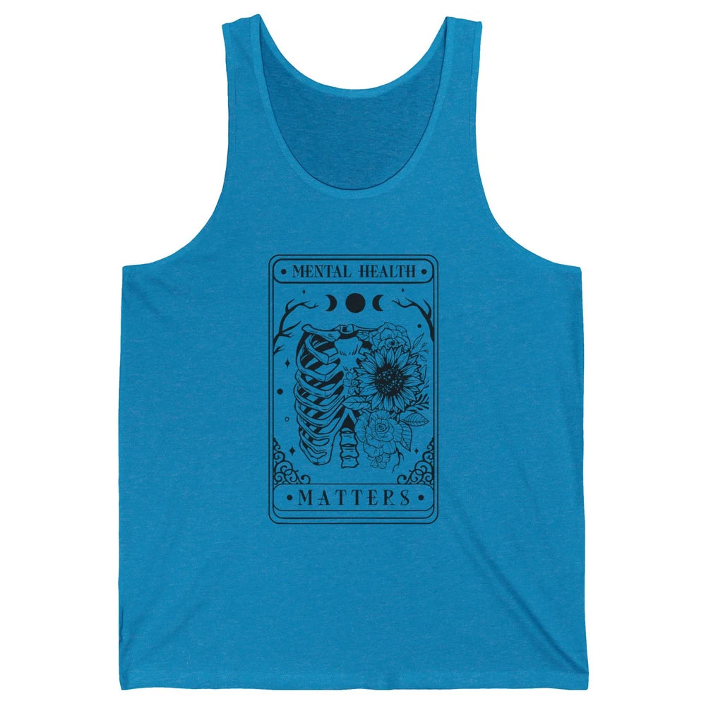 Floral Rib Cage Mental Health Matters Tarot Card Halloween Unisex Jersey Tank
