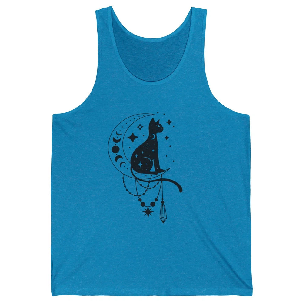 Retro Halloween Gothic Cat Witch The Moon Tarot Witchcraft Unisex Jersey Tank