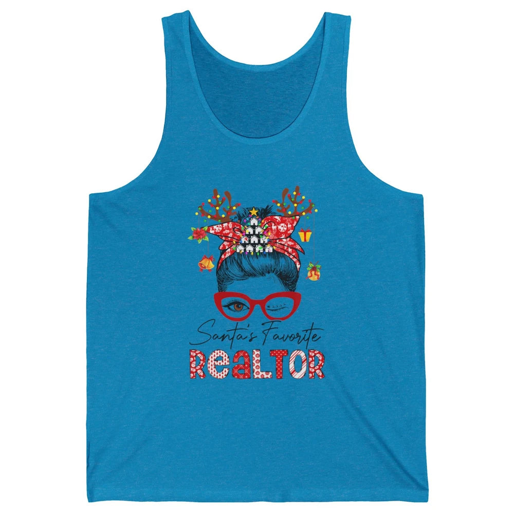 Merry Christmas Xmas Santa Messy Hair Realtor Real Estate Unisex Jersey Tank