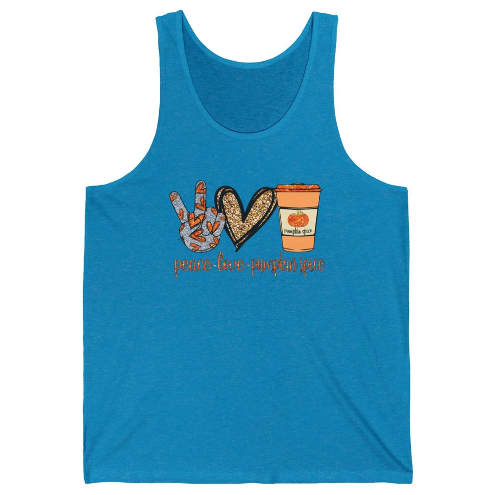Peace Love Fall Pumpkin Spice Fall Halloween Thanksgiving Unisex Jersey Tank
