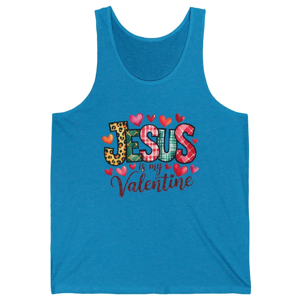 Jesus Is My Valentine Christian Religious Heart Love Bible Verse God Lover Church Unisex Jersey Tank