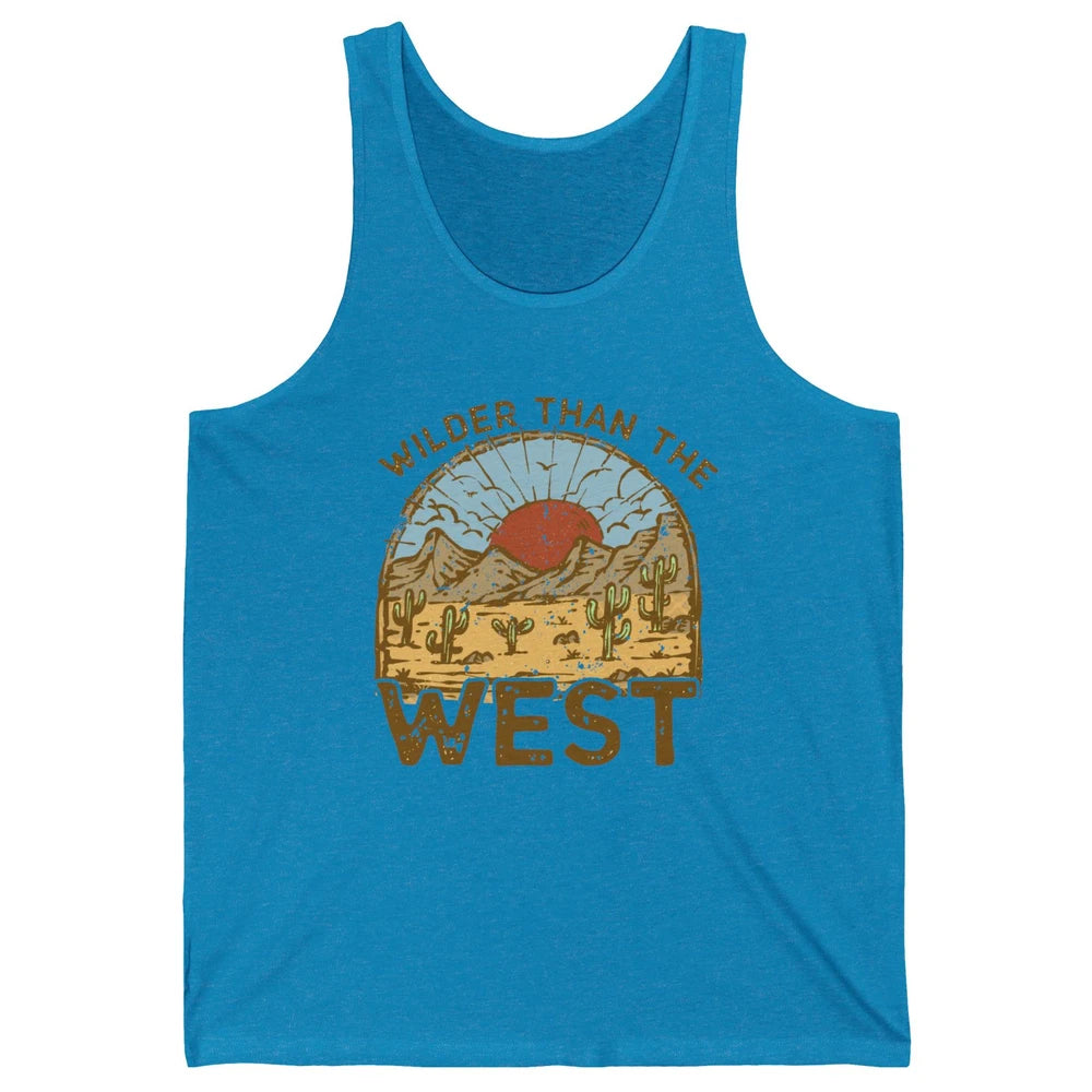 Retro Wilder Than The West Western Country Sunset Desert Unisex Jersey Tank