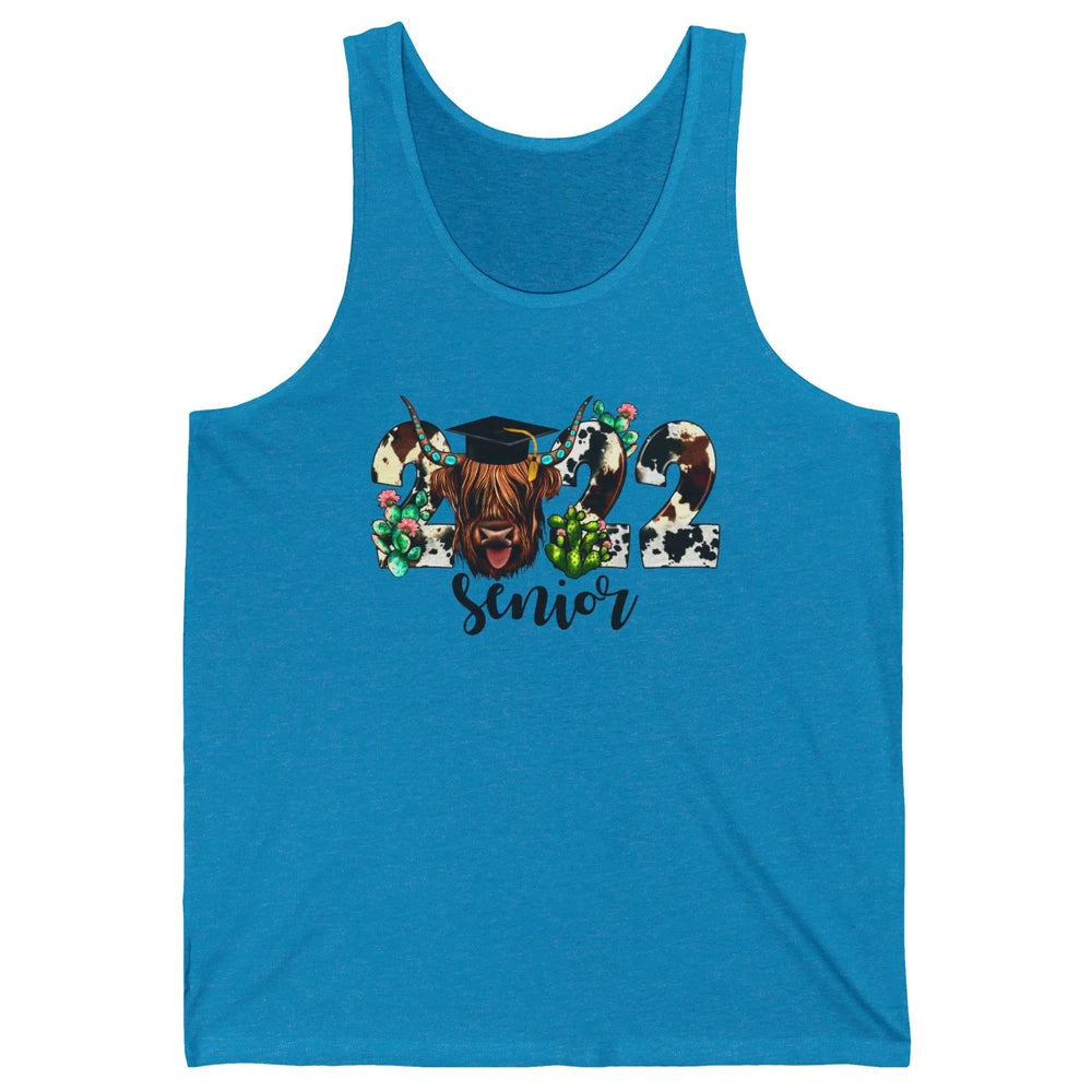Senior 2022 Highland Cow Western Heifer Graduation 2022 Gift Unisex Jersey Tank