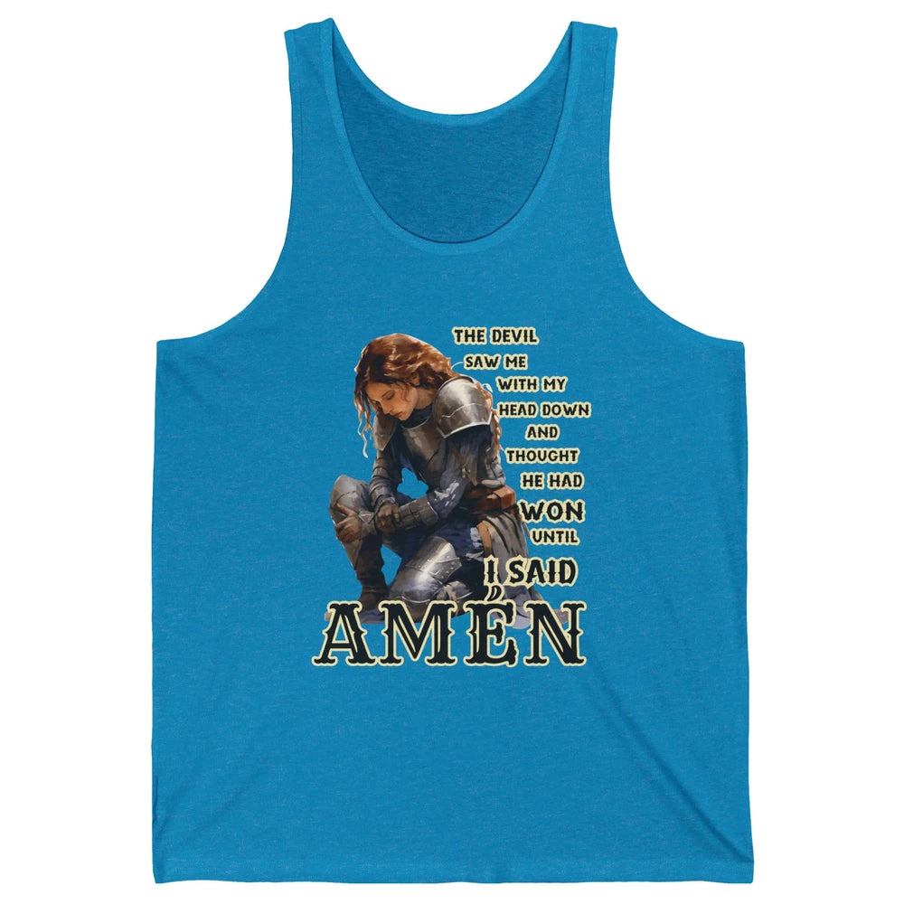 Knight Templar Christian The Devil Saw Me With My Head Down Unisex Jersey Tank