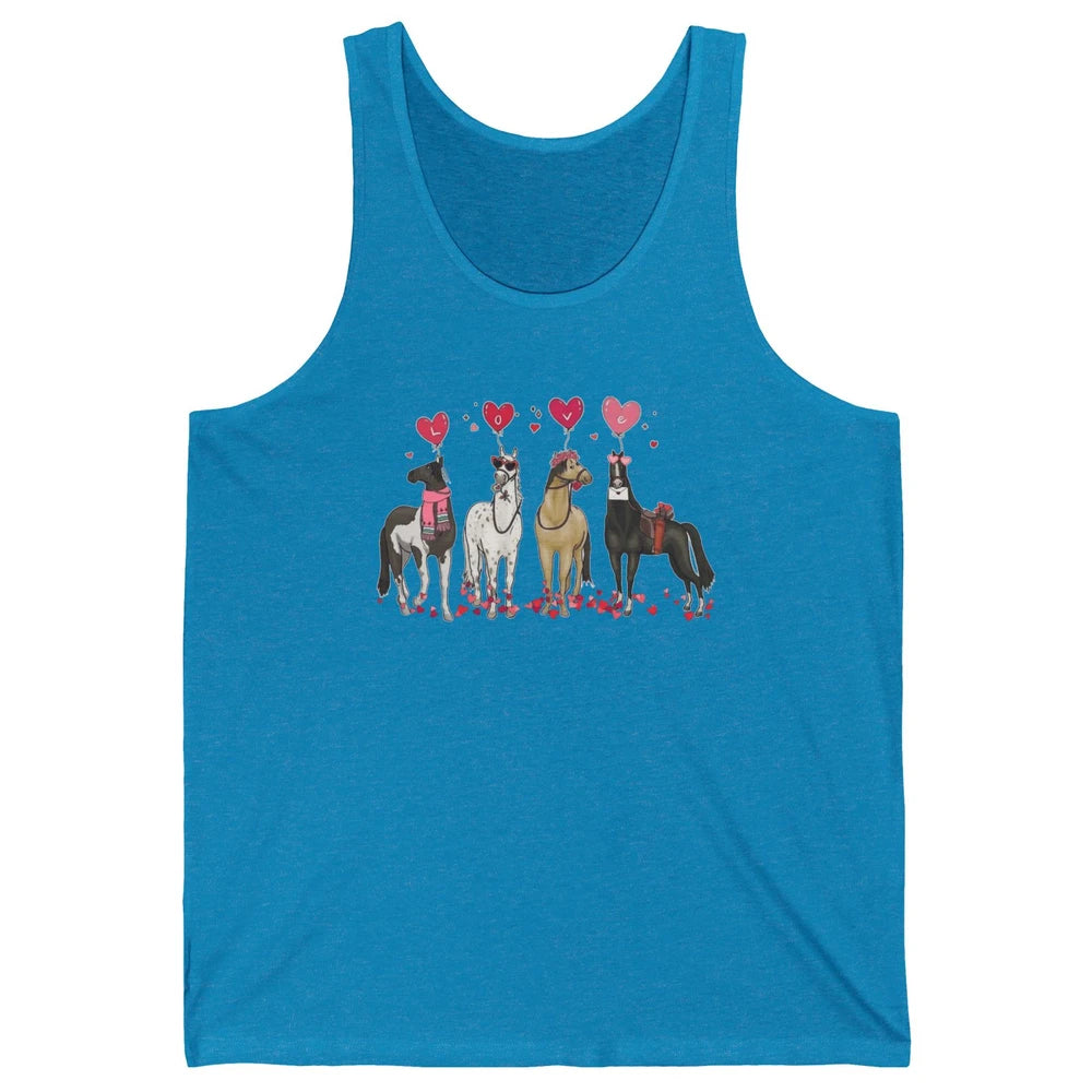 Cute Horse Valentine's Day Horses Cowgirl Rodeo Howdy Western Country Heart Love Balloon Unisex Jersey Tank