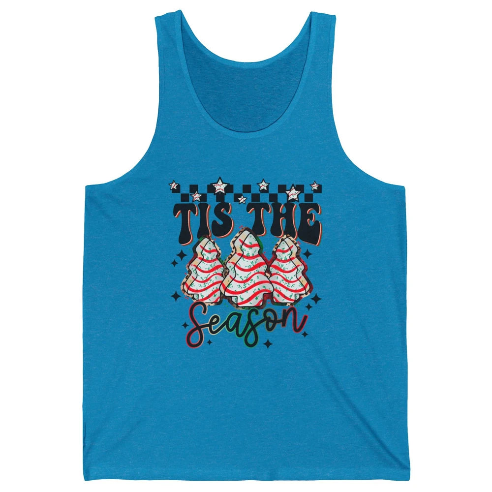 Funny Christmas Tree Cake Tis The Season Debbie Western Xmas Unisex Jersey Tank