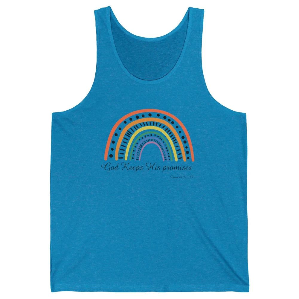Retro Rainbow God Keeps His Promises Christian Religious Unisex Jersey Tank