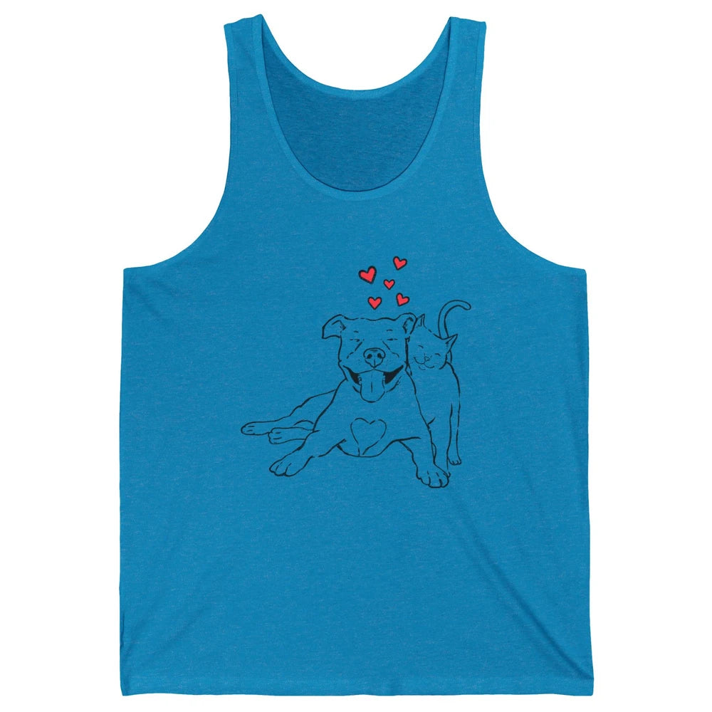 Pittie And Kitty Cute Pitbull Cats And Dogs Lovers Gift Unisex Jersey Tank