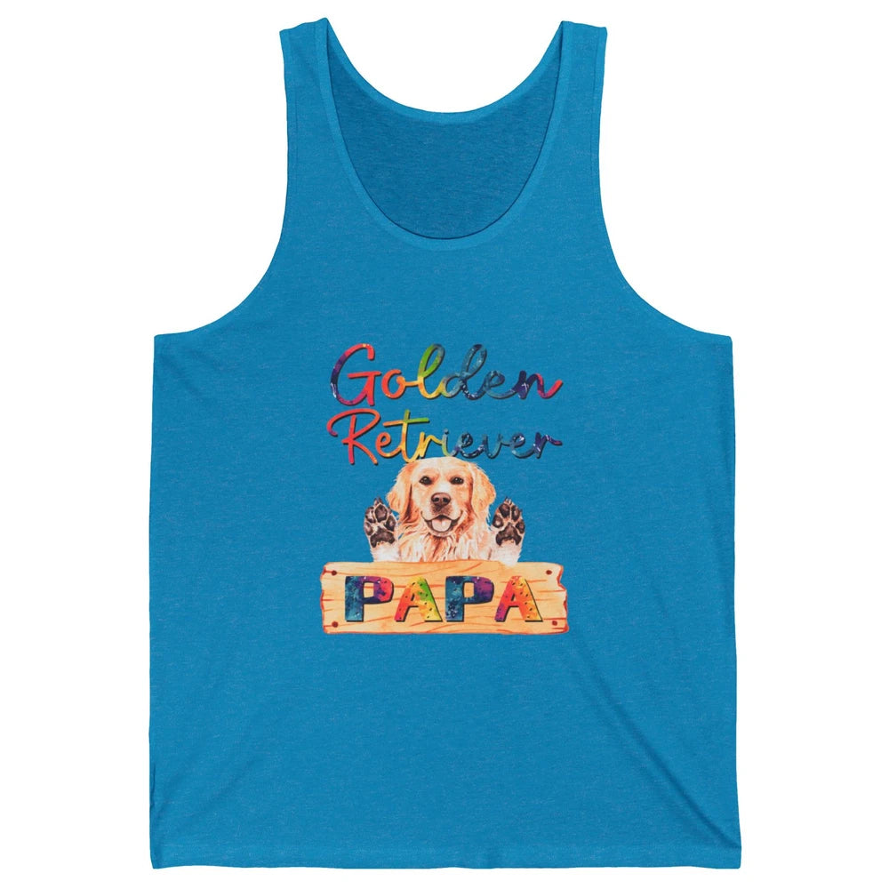 Colorful Golden Retriever Dog Papa Cute Puppy Father Dad Unisex Jersey Tank