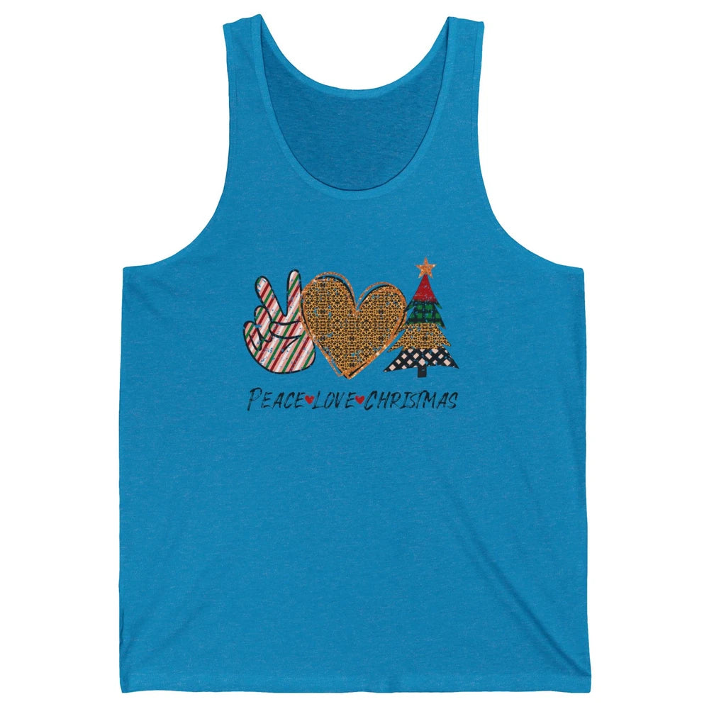 Peace Love Christmas Leopard Merry Christmas Vintage Retro Unisex Jersey Tank