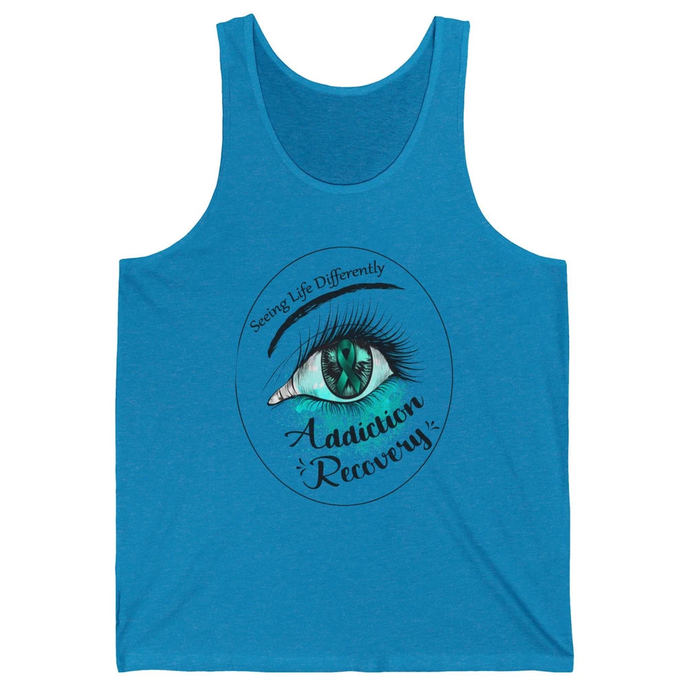 Addiction Awareness Seeing Life Differently Eye Teal Ribbon Unisex Jersey Tank