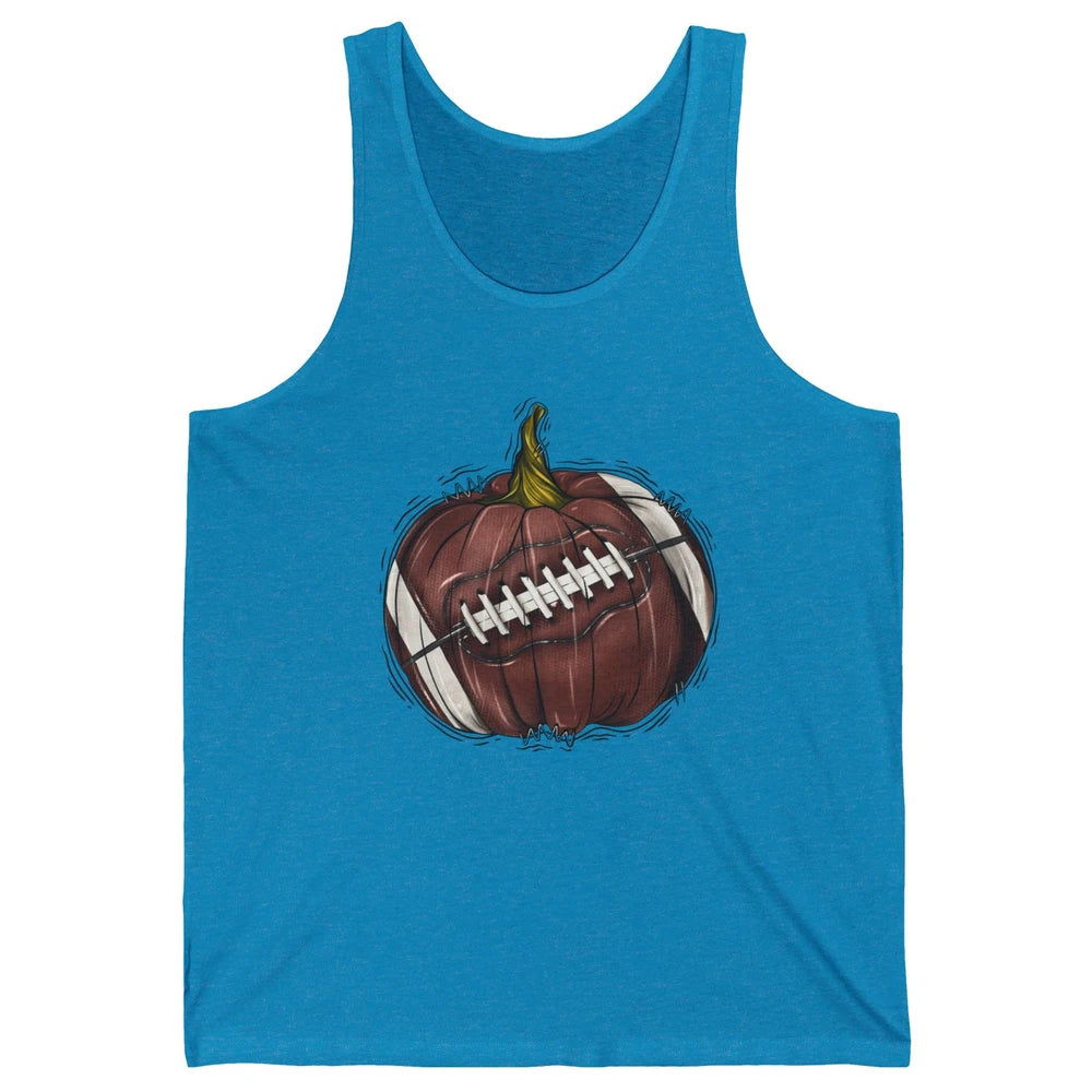Football Pumpkin Tis The Season Fall Leaves Autumn Halloween Unisex Jersey Tank