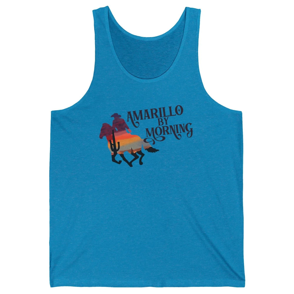 Retro Sunset Cowboy Amarillo By Morning Western Country Unisex Jersey Tank