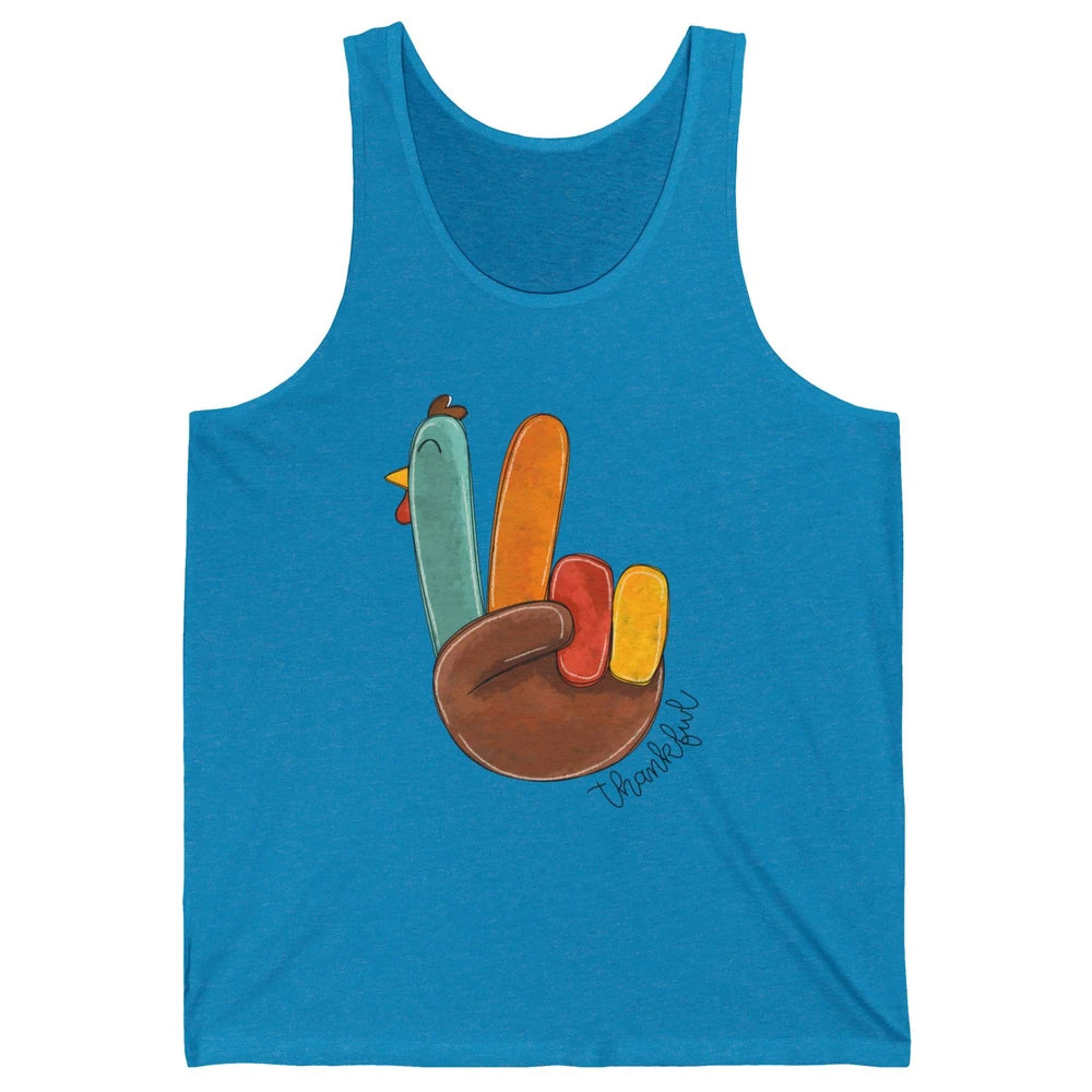 Funny Turkey Peace Sign Thankful Thanksgiving Gift Halloween Unisex Jersey Tank
