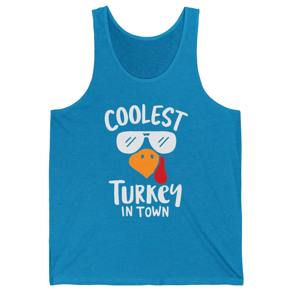 Coolest Turkey in Town Thanksgiving Dinner Funny Turkey Day Unisex Jersey Tank