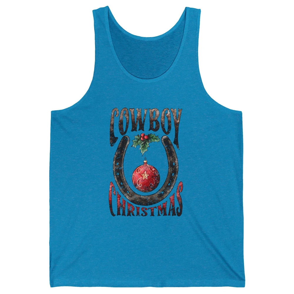 Christmas Cowboy Horseshoe Xmas Balls Western Christmas Unisex Jersey Tank