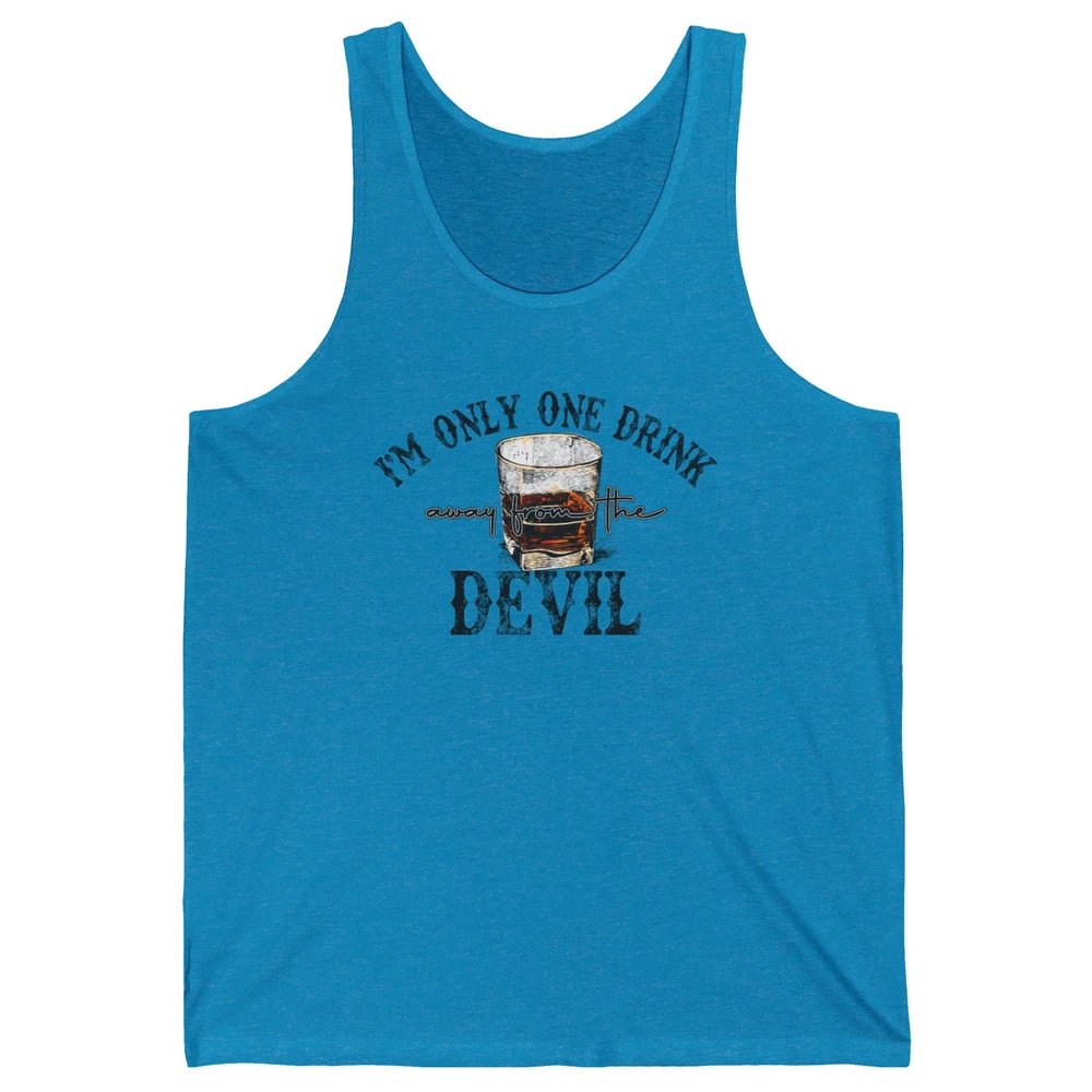 Retro Whiskey I'm Only One Drink Away From The Devil Western Unisex Jersey Tank