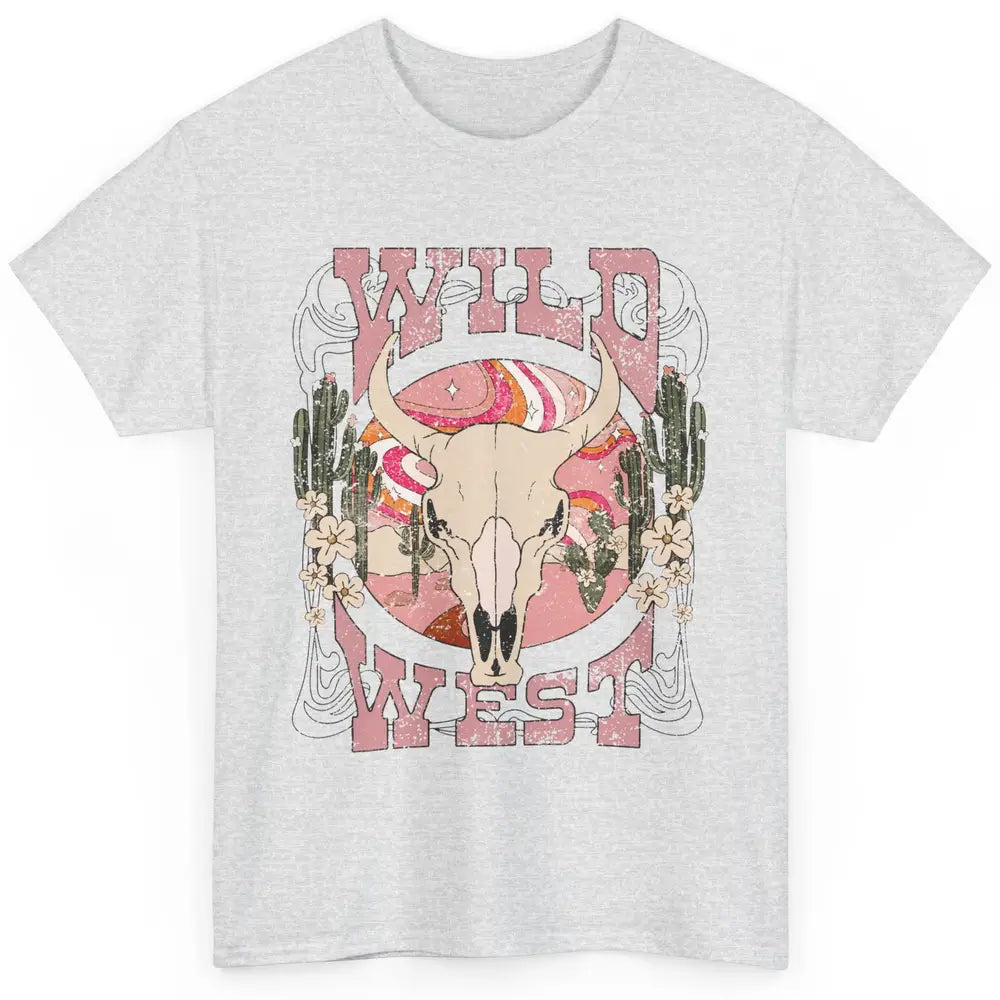 Retro Rainbow Desert Bull Skull Wild West Western Country Classic Unisex T-Shirt