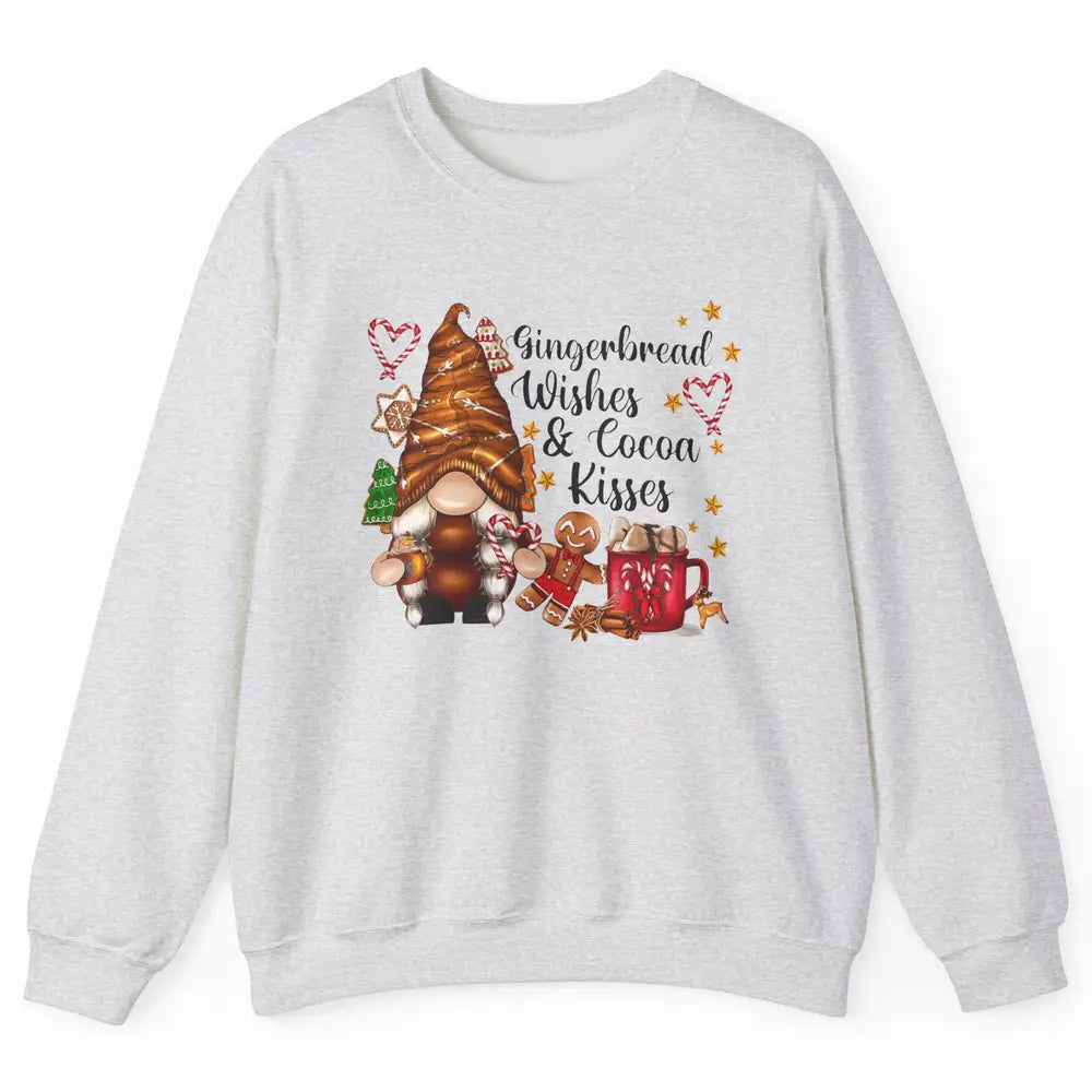 Retro Christmas Gnome Gingerbread Wishes and Cocoa Kisses Unisex Crewneck Sweatshirt
