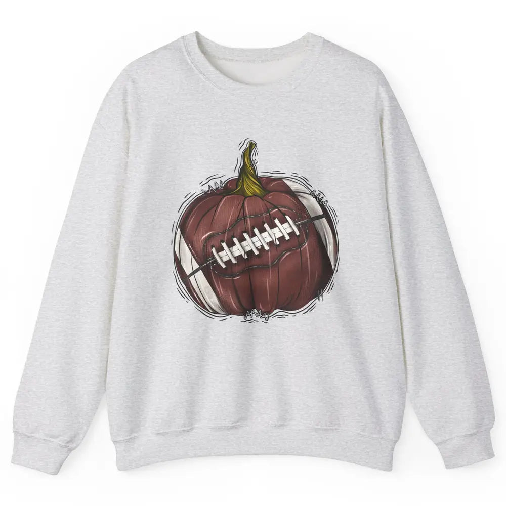 Football Pumpkin Tis The Season Fall Leaves Autumn Halloween Unisex Crewneck Sweatshirt