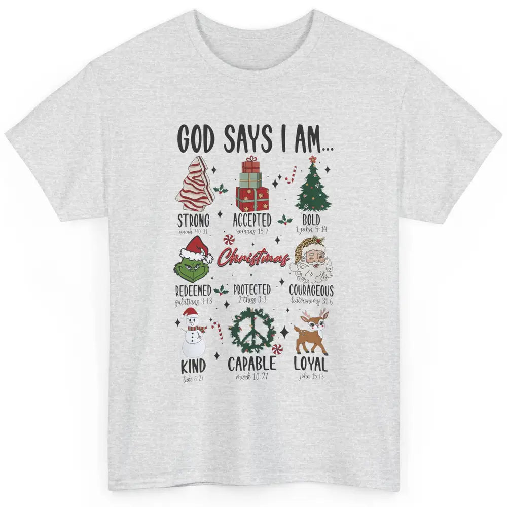 Retro Christmas God Says I Am Bible Verse Religious Boy Girl Classic Unisex T-Shirt