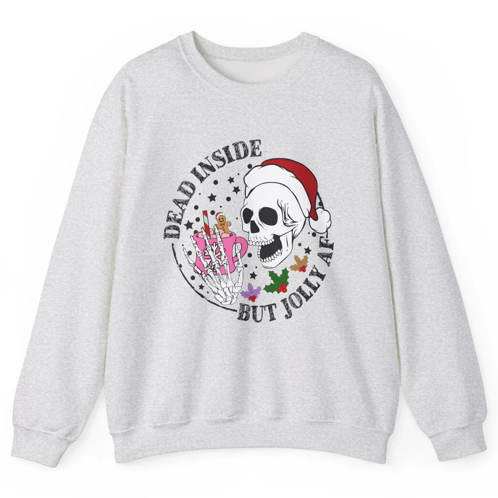 Christmas Skeleton Coffee Dead Inside But Jolly AF Christmas Unisex Crewneck Sweatshirt