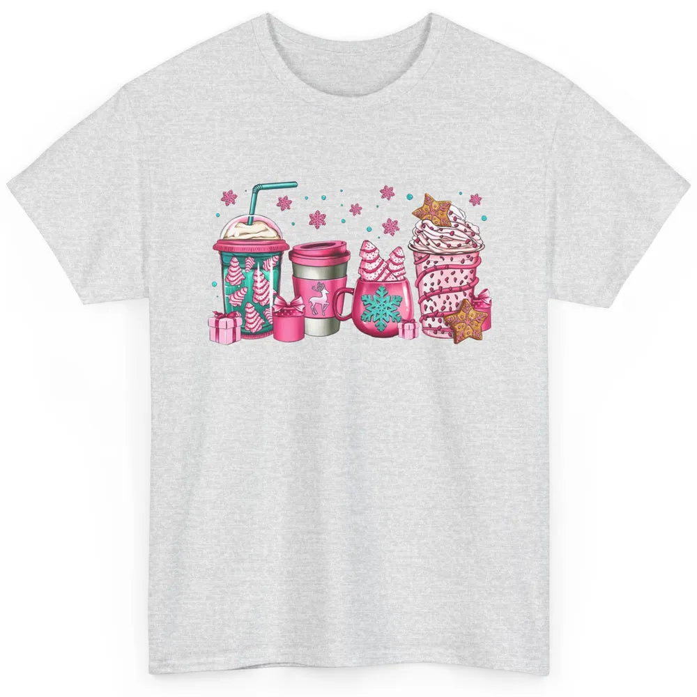 Pink Christmas Coffee Christmas Tree Cake Christmas Lovers Classic Unisex T-Shirt