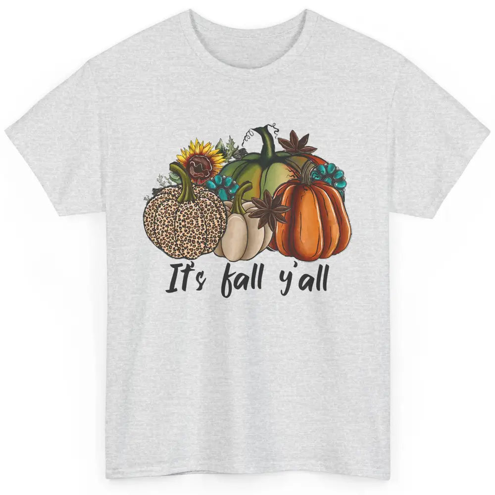 Leopard Pumpkin It's Fall Yall Fall Leaves Western Autumn Classic Unisex T-Shirt
