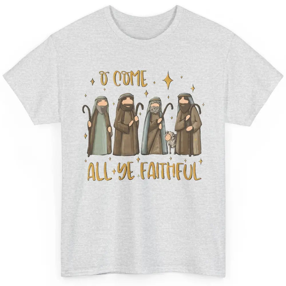 Retro Christmas O Come All Ye Faithful Christian Jesus Faith Classic Unisex T-Shirt