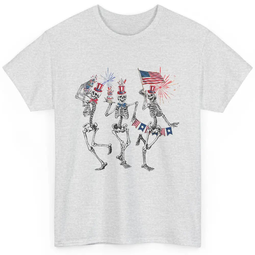4th July Independence Day Dancing Skeletons America Flag Classic Unisex T-Shirt
