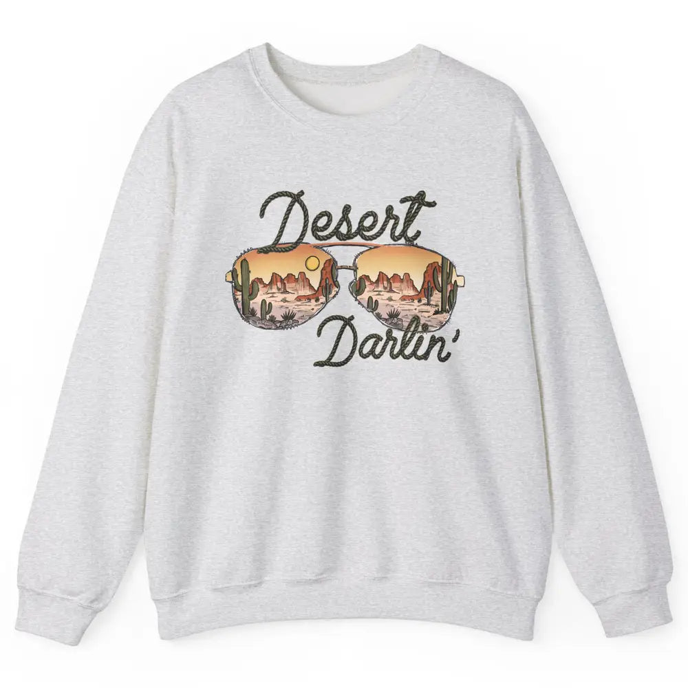 Retro Desert Darling Cactus Glasses Western Country Cowboy Unisex Crewneck Sweatshirt