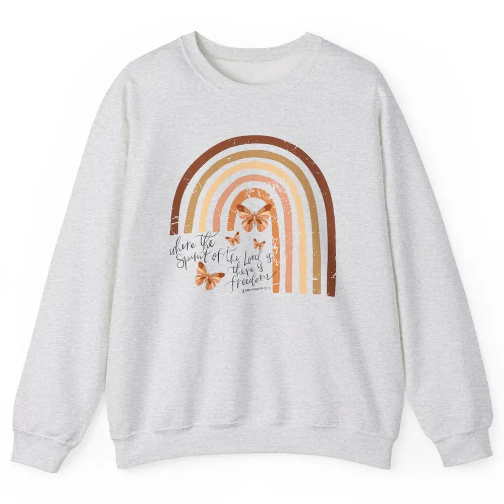 Retro Rainbow Christian Where Spirit Of The Lord Is Bible Unisex Crewneck Sweatshirt
