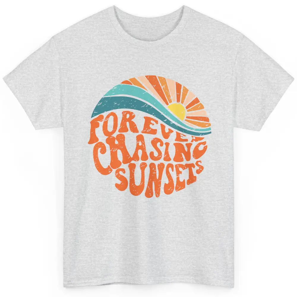 Retro Rainbow Forever Chasing Sunset Hippie Girl Peace Lover Classic Unisex T-Shirt