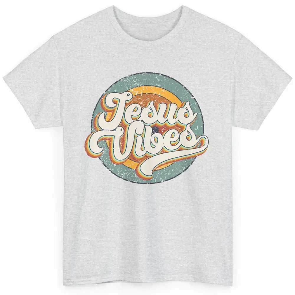 Retro Rainbow Jesus Vibes Bible Verse Christian Religious Classic Unisex T-Shirt
