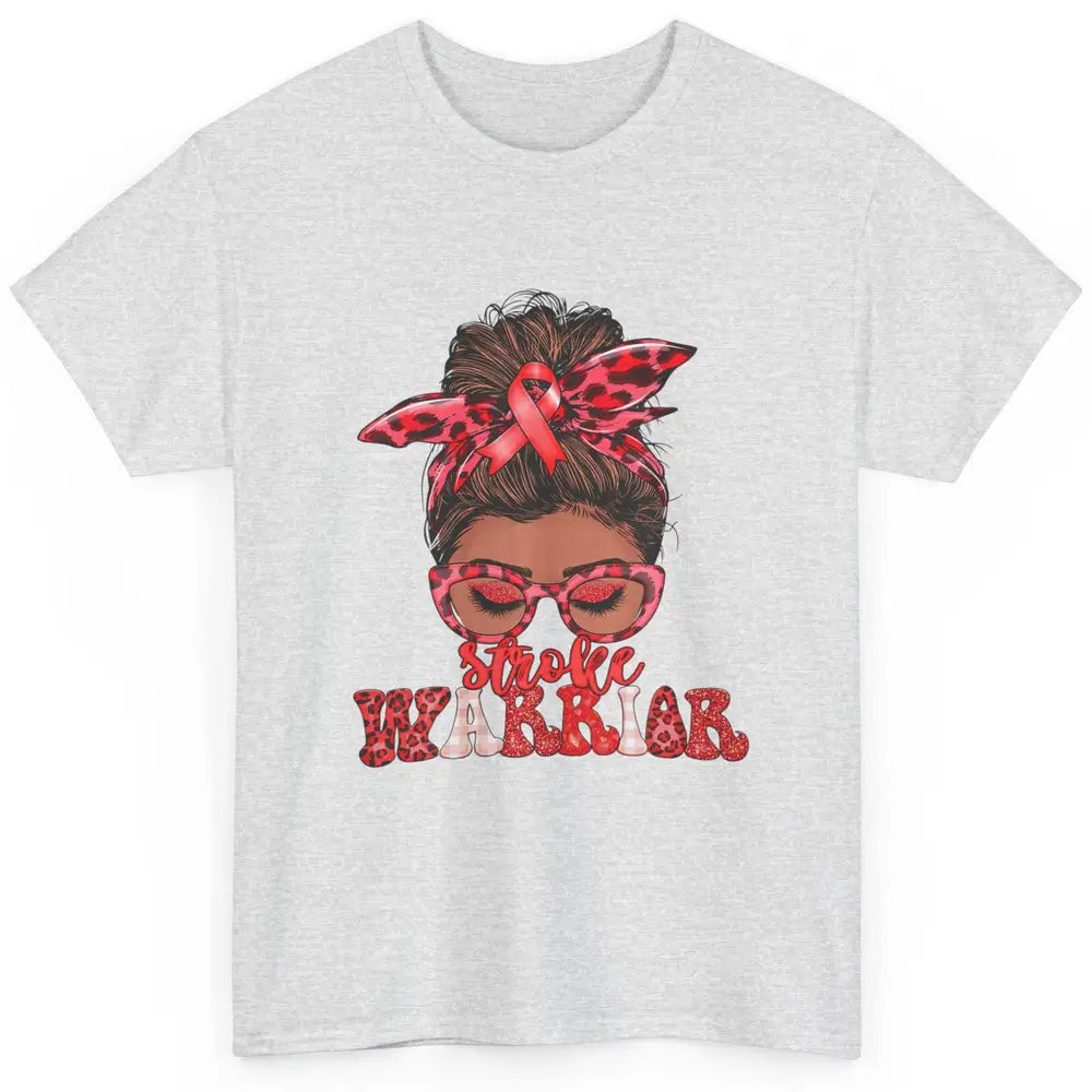 Afro Messy Hair Bun Black Women Warrior Red Stroke Awareness Classic Unisex T-Shirt