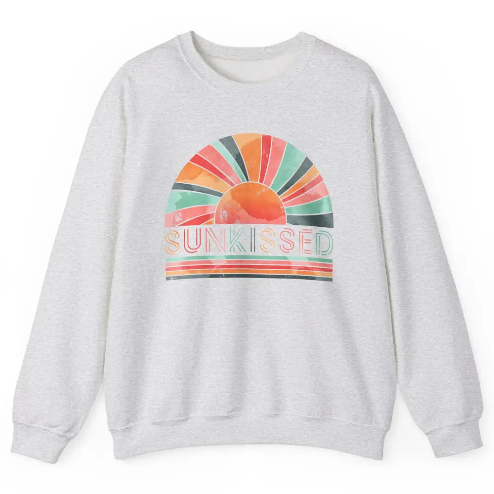 Retro Rainbow Sunkissed Summer Beach Life Vintage Boho Unisex Crewneck Sweatshirt