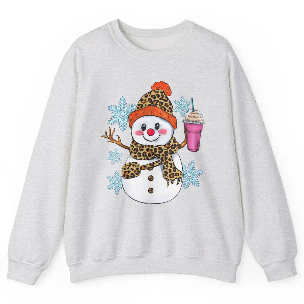Retro Leopard Christmas Bougie Snowman Boojee Winter Holiday Unisex Crewneck Sweatshirt