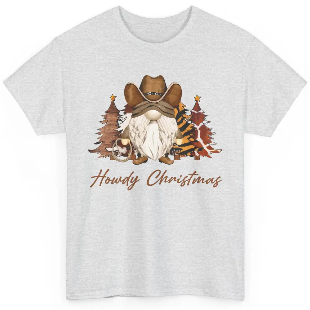 Retro Leopard Cowboy Gnome Howdy Christmas Western Holiday Classic Unisex T-Shirt