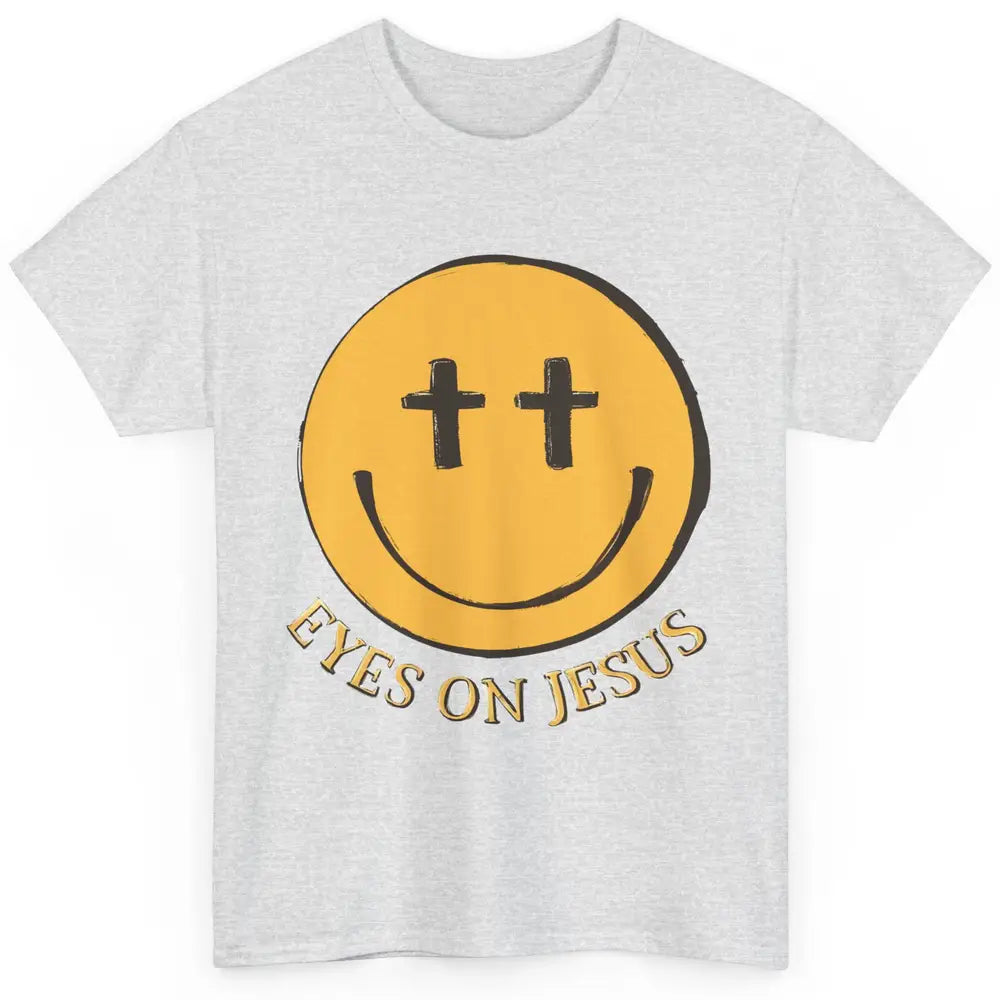 Retro Smiling Face Eyes On Jesus Christian Faith Religious Classic Unisex T-Shirt