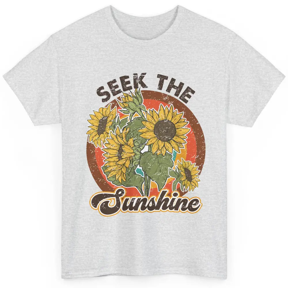 Retro Rainbow Sunflower Seek The Sunshine Peace Hippie Girl Classic Unisex T-Shirt