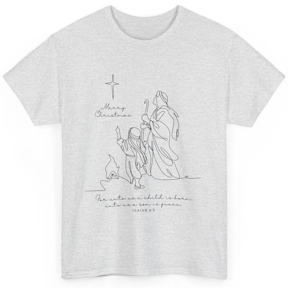 Merry Christmas Unto Us Child Is Born Christian Bible Verse Classic Unisex T-Shirt