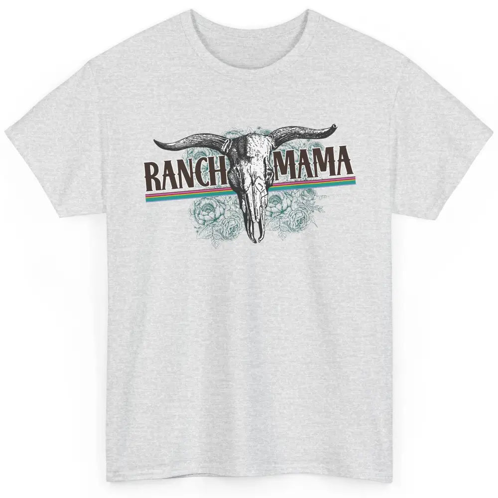 Retro Ranch Mama Highland Cow Skull Western Country Cowboy Classic Unisex T-Shirt