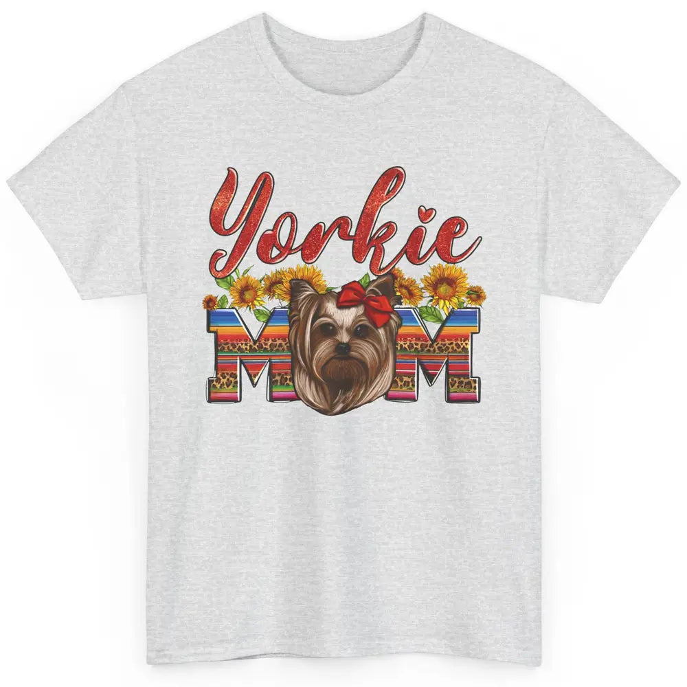 Yorkie Mom Sunflowers Leopard Yorkshire Terrier Dog Mom Gift Classic Unisex T-Shirt