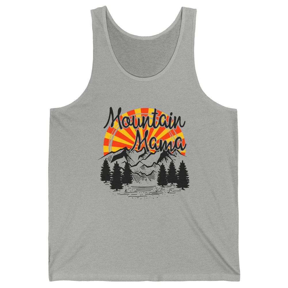 Retro Rainbow Sunset Mountain Mama Hiking Mom Climbing Unisex Jersey Tank