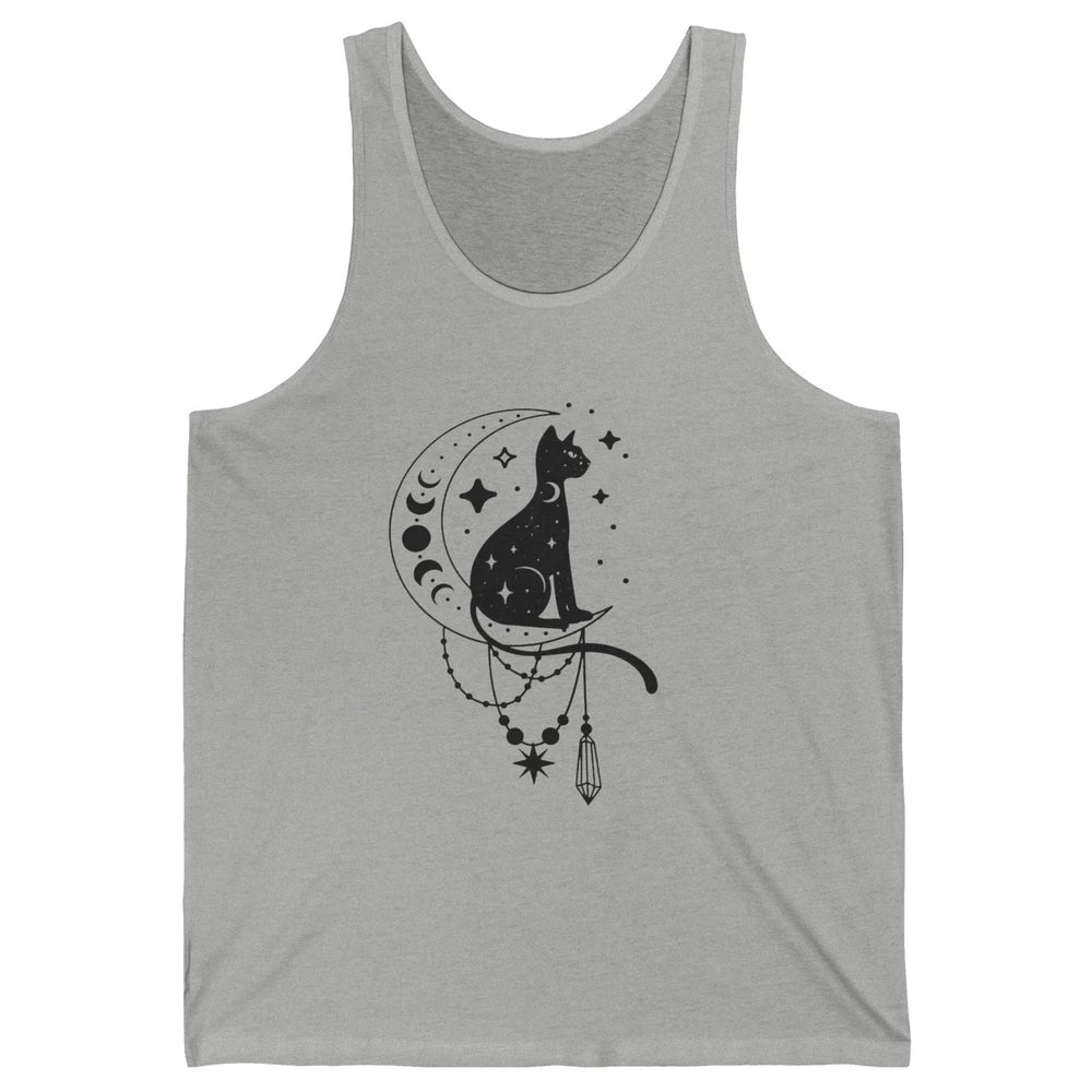 Retro Halloween Gothic Cat Witch The Moon Tarot Witchcraft Unisex Jersey Tank
