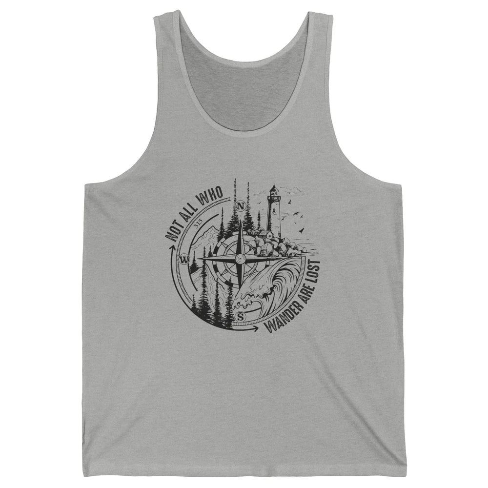 Retro Mountain Adventure Compass Not All Who Wander Are Lost Unisex Jersey Tank