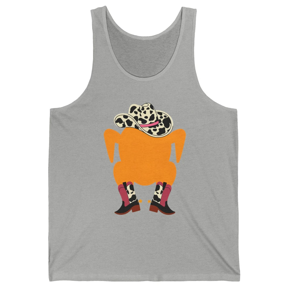 Funny Turkey Cowboy Boots Western Country Thanksgiving Day Unisex Jersey Tank