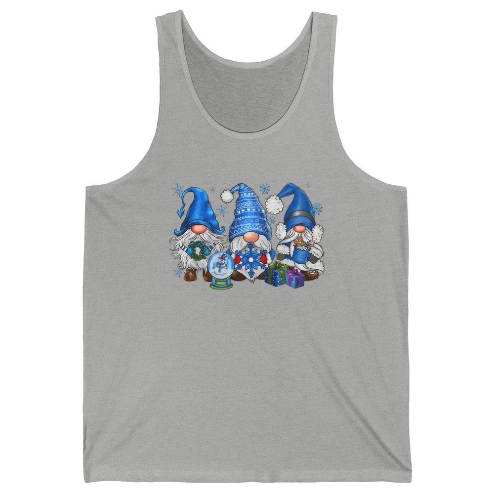 Retro Blue Snowman Gnomes Blue Christmas Winter Gnomies Xmas Unisex Jersey Tank